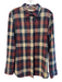Faherty Size M Navy & Maroon Polyester Flannel Plaid Collared Button Up Top Navy & Maroon / M