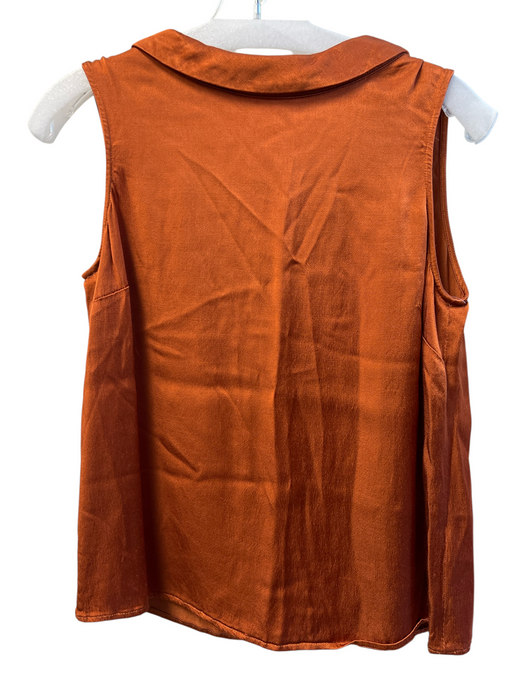 Boden Size 8 Orange Viscose Satin Round Neck Back button Sleeveless Top Orange / 8