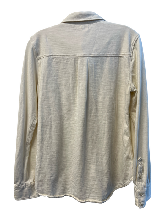 Faherty Size M Cream Cotton Collared Button Up Long Sleeve Chest Pocket Top Cream / M