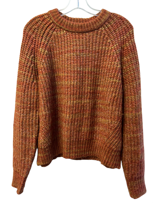 Evereve Size S Orange Acrylic Blend Knit Round Neck Long Sleeve Sweater Orange / S