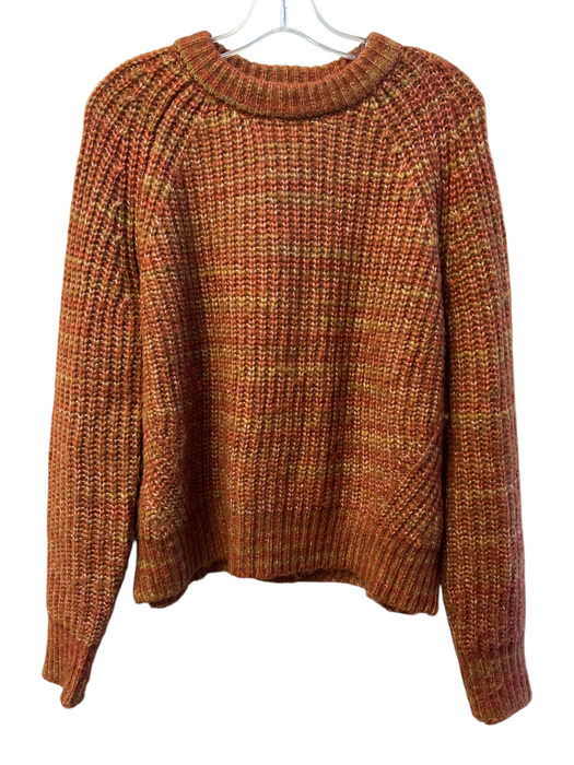 Evereve Size S Orange Acrylic Blend Knit Round Neck Long Sleeve Sweater Orange / S
