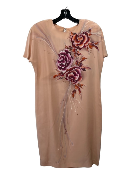 Yolanda Lorente Size S Orange & Pink Silk Short Sleeve Floral Cardigan Dress Set Orange & Pink / S