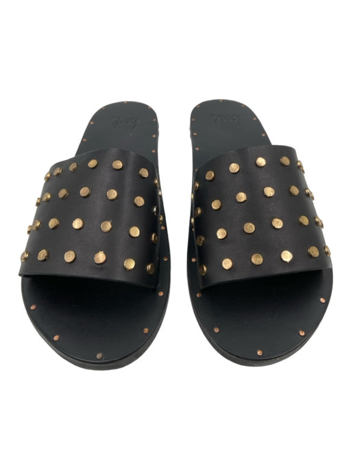 Beek Shoe Size 7 Black & Gold Leather & Metal Studded slides Mule Sandals Black & Gold / 7