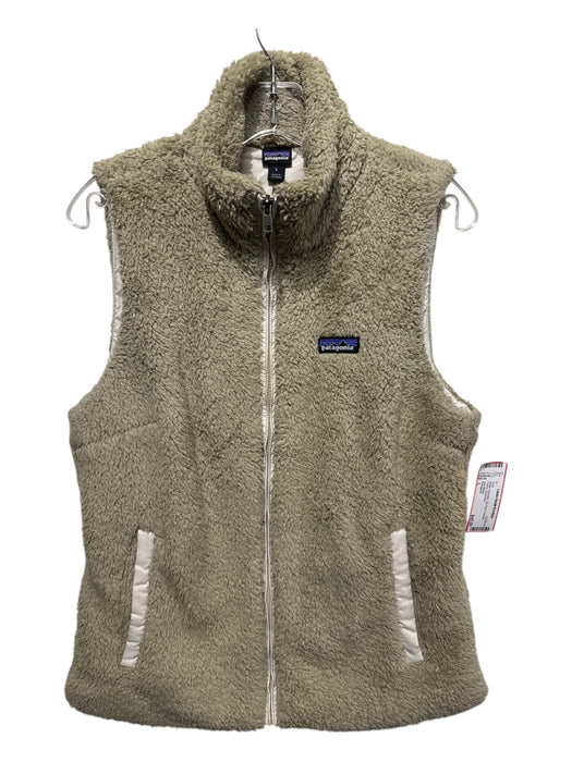 Patagonia Size L Beige Polyester Zip Front Pockets Fleece Vest Beige / L