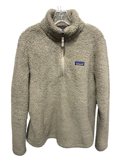 Patagonia Size L Beige Polyester Fleece 1/4 Zip Pullover Sweater Beige / L