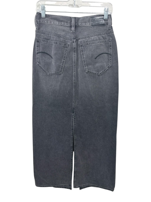 G Star Raw Size 25 Dark Gray Cotton Denim High Rise Front Slit Maxi Skirt Dark Gray / 25