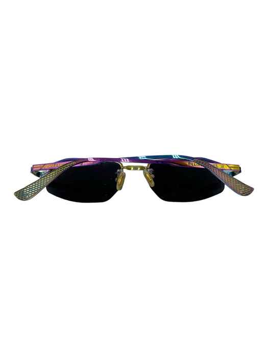 Filling Pieces Purple & Blue Irridescent Oil Slick Oval Y2K Angular Sunglasses Purple & Blue