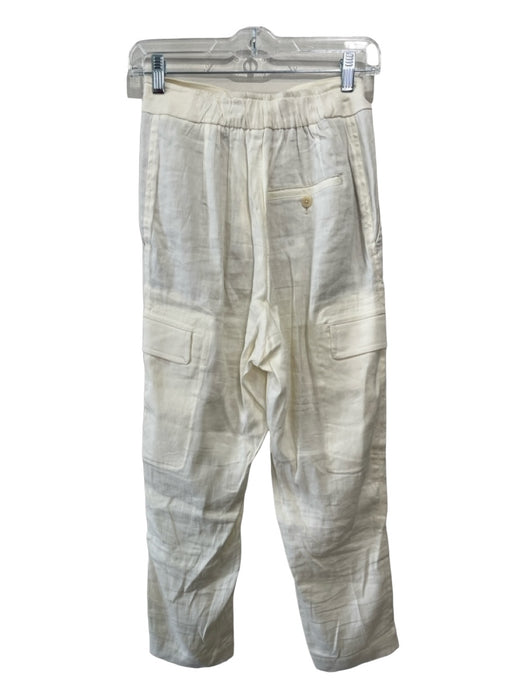 Vince Size S White Linen Blend Button & Zip High Rise Tapered Side pockets Pants White / S