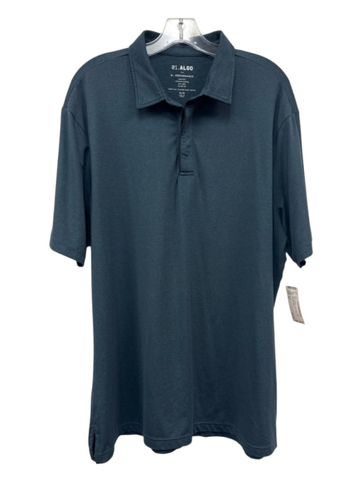 ALGO Size XL Blue Synthetic Solid Athletic Polo Men's Short Sleeve Blue / XL