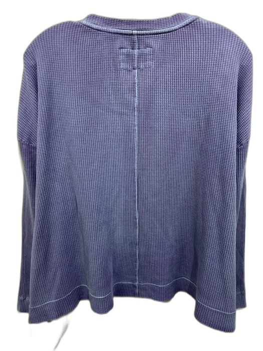 Pilcro Anthropologie Size S Purple Cotton Blend Waffle Knit V Neck Pullover Top Purple / S