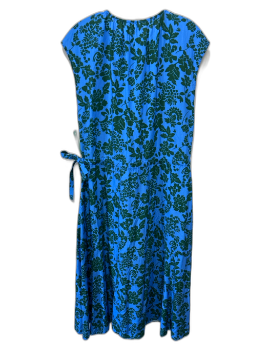 Apiece Apart Size S Blue & Green Cap Sleeve Floral Print Drawstring Waist Dress Blue & Green / S