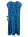 Apiece Apart Size S Blue & Green Cap Sleeve Floral Print Drawstring Waist Dress Blue & Green / S