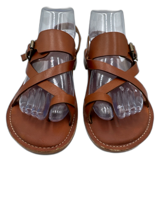 Patricia Nash Shoe Size 9 Brown Leather Toe Strap Bronze Hardware Sandals Brown / 9