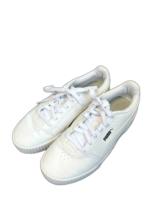 Puma Shoe Size 7 White Faux Leather Synthetic Solid Lace Up Sneaker Shoes White / 7