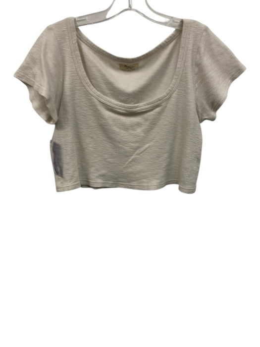 Madewell Size L White Cotton Blend Cap Sleeve Wide Neck Top White / L