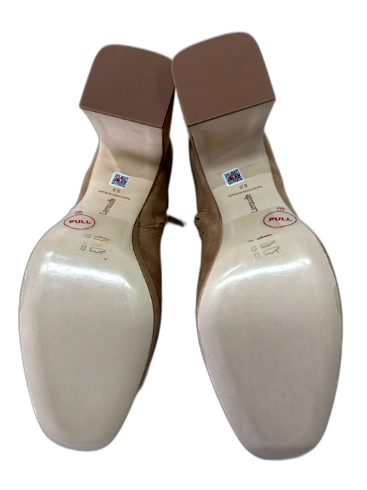 Larroude Shoe Size 9.5 Tan Leather goldtone hardware Block Heel Suede Boots Tan / 9.5