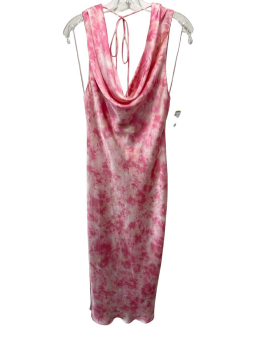 Zara Size M Pink Polyester Sleeveless Tye Dye Maxi Cowl Neck Dress Pink / M