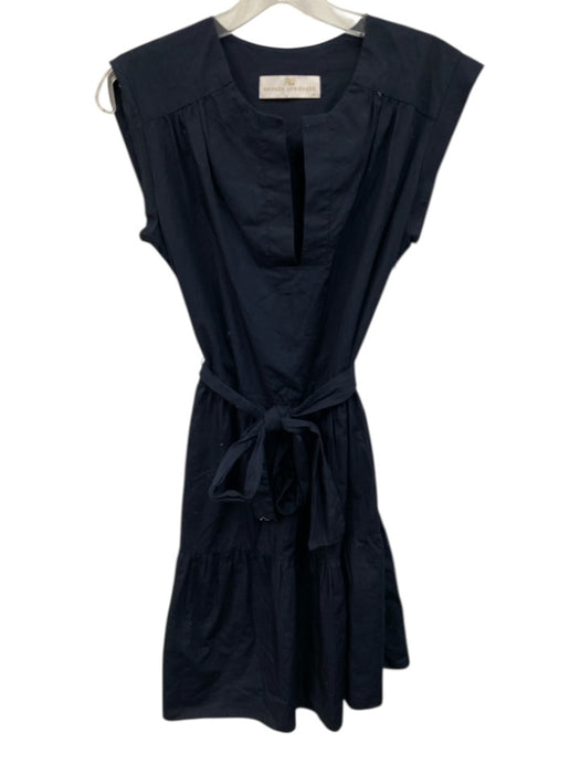 Amanda Uprichard Size M Navy Cotton & Polyester V Slit Sleeveless Gathered Dress Navy / M