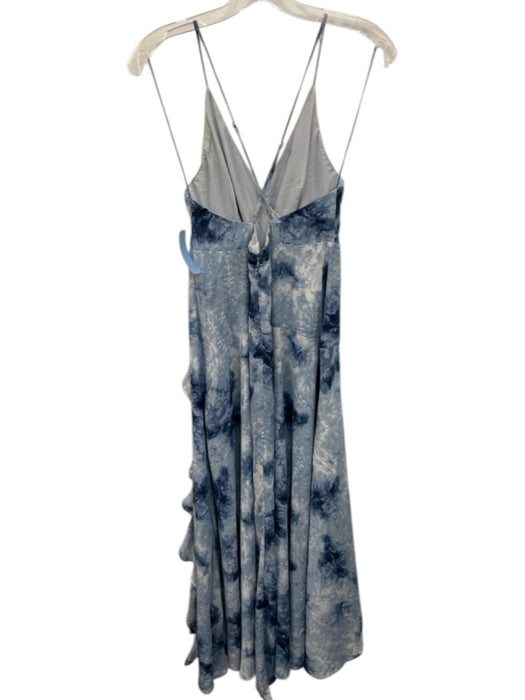 ASTR Size M Blue Polyester V Neck Ruffle Abstract Dress Blue / M
