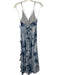 ASTR Size M Blue Polyester V Neck Ruffle Abstract Dress Blue / M