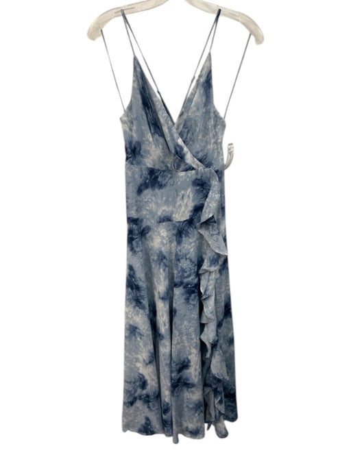 ASTR Size M Blue Polyester V Neck Ruffle Abstract Dress Blue / M