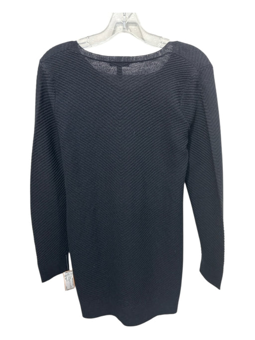 Eileen Fisher Size S/P Black Merino Wool V Neck Ribbed Side Slit Sweater Black / S/P