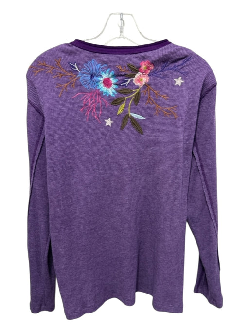 Johnny Was Size M Purple, Pink & Mutli Cotton Thermal Floral Embroidery Top Purple, Pink & Mutli / M