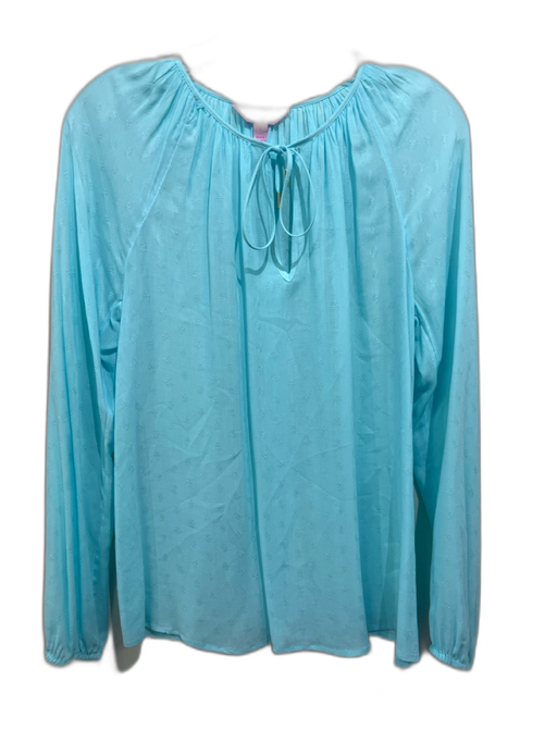 Lilly Pulitzer Size S Cyan Blue Rayon V Neck Tassel Detail Flowy Top Cyan Blue / S