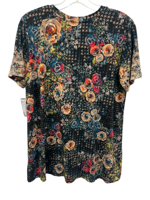 Johnny Was Size S Beige & Multi Bamboo Blend Short Sleeve V Neck Floral Top Beige & Multi / S