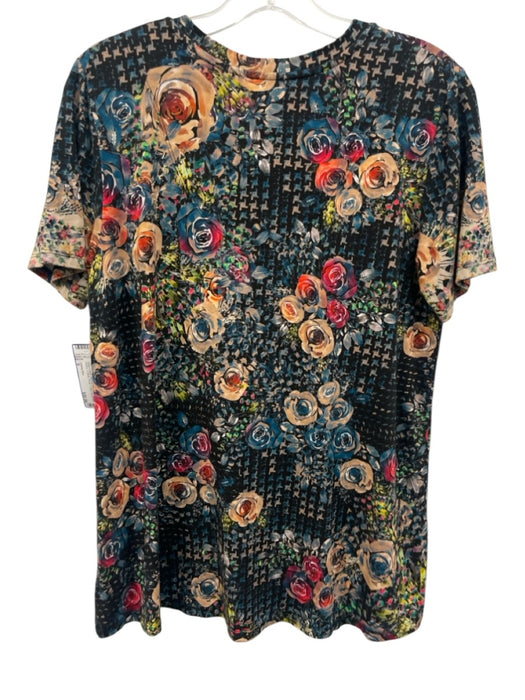 Johnny Was Size S Beige & Multi Bamboo Blend Short Sleeve V Neck Floral Top Beige & Multi / S