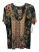 Johnny Was Size S Beige & Multi Bamboo Blend Short Sleeve V Neck Floral Top Beige & Multi / S