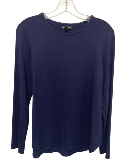 Eileen Fisher Size M Navy Blue Viscose Blend Long Sleeve T Shirt Top Navy Blue / M