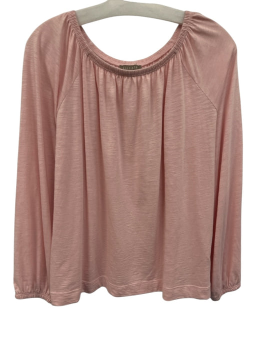 Lilla P Size S Light Pink Pima Cotton Blend Long Balloon Sleeve Elastic Neck Top Light Pink / S