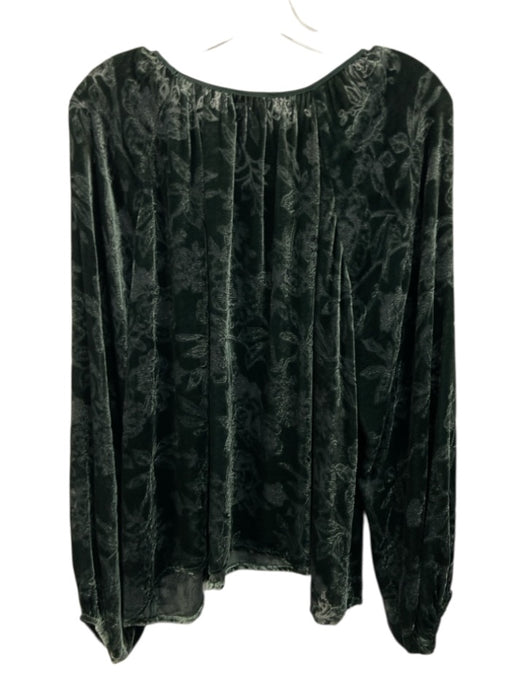 Johnny Was Jade Size S Green Rayon Blend Long Sleeve Velvet Square Neck Top Green / S