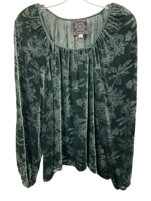 Johnny Was Jade Size S Green Rayon Blend Long Sleeve Velvet Square Neck Top Green / S