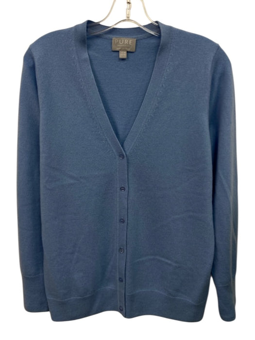Pure Collection Size 12 Blue Cashmere Long Sleeve Cardigan Knit Sweater Blue / 12