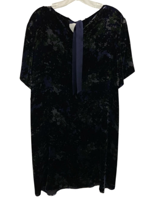 Eileen Fisher Size M Black, Blue, Green Rayon Blend Long Sleeve Velvet Dress Black, Blue, Green / M