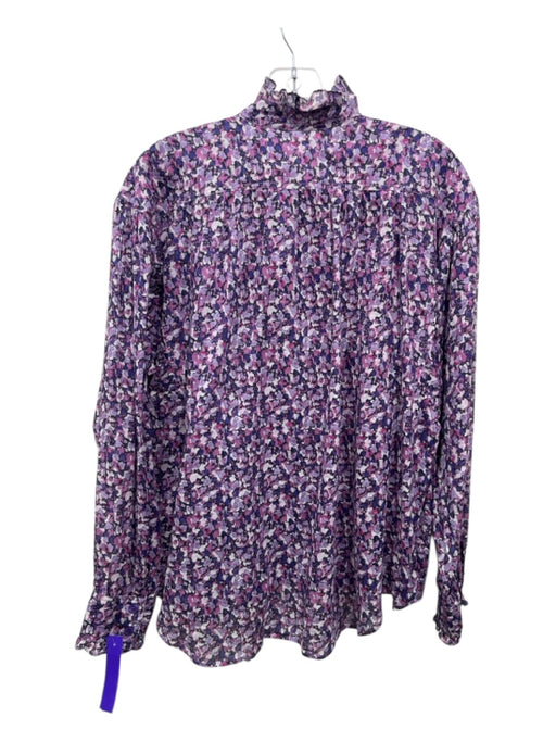 Isabel Marant Etoile Size S / 36 Purple Print Cotton Thin Floral Long Sleeve Top Purple Print / S / 36