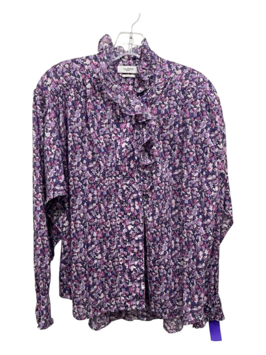 Isabel Marant Etoile Size S / 36 Purple Print Cotton Thin Floral Long Sleeve Top Purple Print / S / 36