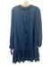 By Anthropologie Size 8 Deep Blue Polyester V Neck Long Sleeve Pleated Dress Deep Blue / 8