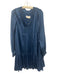 By Anthropologie Size 8 Deep Blue Polyester V Neck Long Sleeve Pleated Dress Deep Blue / 8