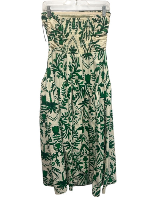 band of the free Size S Green & Cream Cotton Printed Sleeveless Pockets Dress Green & Cream / S