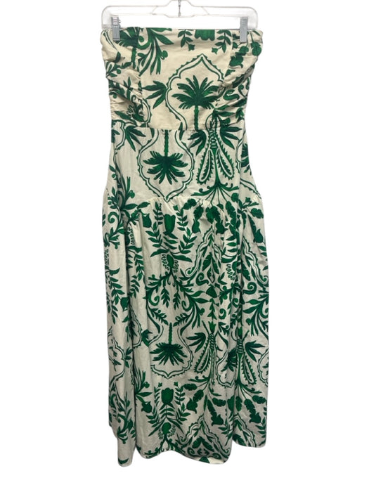 band of the free Size S Green & Cream Cotton Printed Sleeveless Pockets Dress Green & Cream / S