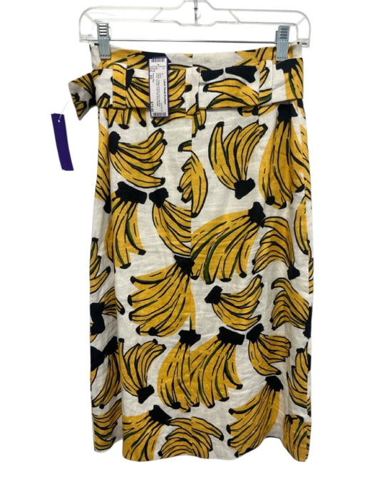 Farm Rio Size XS White, Yellow & Multi Linen Banana Print Tie belt Skirt White, Yellow & Multi / XS