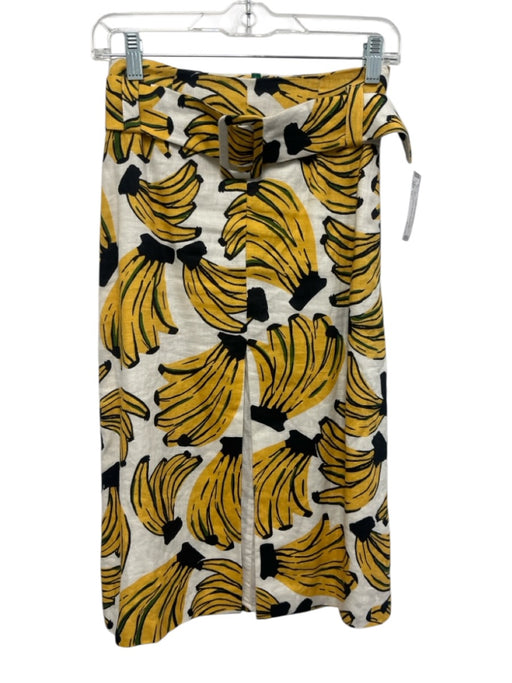 Farm Rio Size XS White, Yellow & Multi Linen Banana Print Tie belt Skirt White, Yellow & Multi / XS