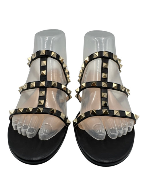 FS/NY Shoe Size 7B Black Leather Stud Detail Open Toe Sandals Black / 7B