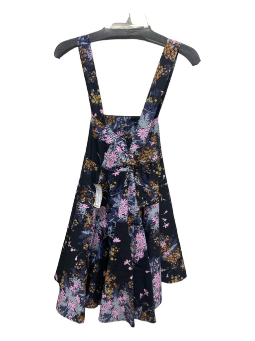 Free People Size XS Black & Multi Cotton Floral Sleeveless Mini Dress Black & Multi / XS