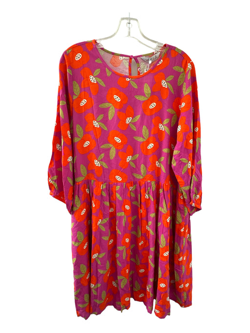 Compania Fantastica Size XL purple & orange Viscose Long Sleeve Flowers Dress purple & orange / XL