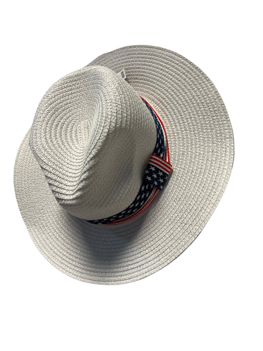 White & Blue paper straw American Flag Hat White & Blue / One Size