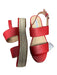 Saks Fifth Ave Shoe Size 7.5 Red Leather Platform Espadrille Sandals Red / 7.5